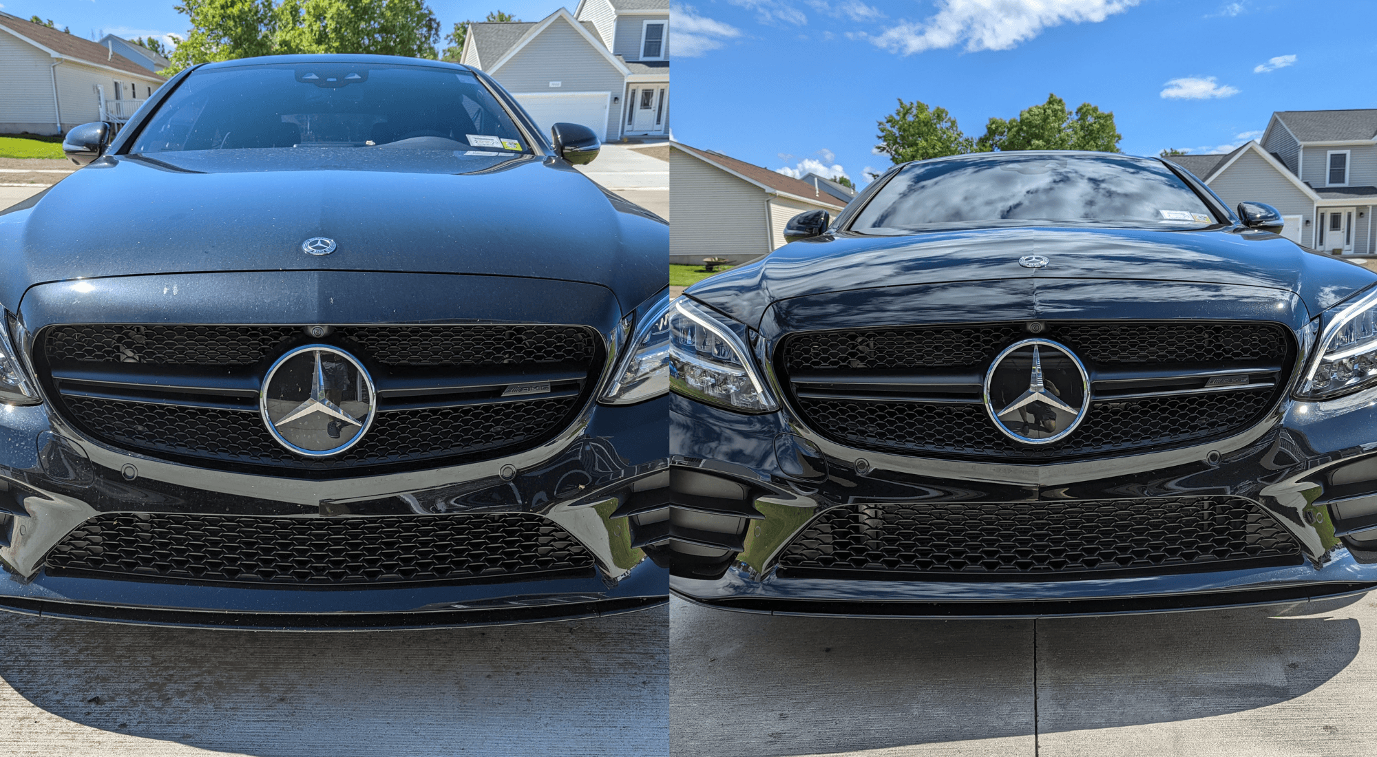 Exterior detail before and after
